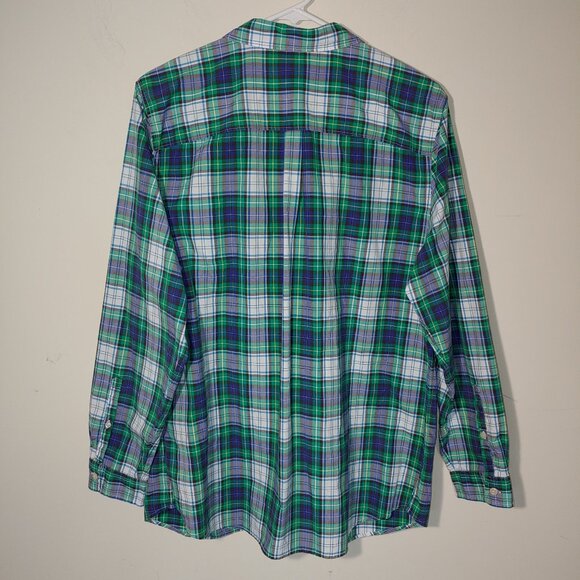 L.L.Bean Plaid Green Blue Button Down Shirt Size XL - Picture 6 of 7